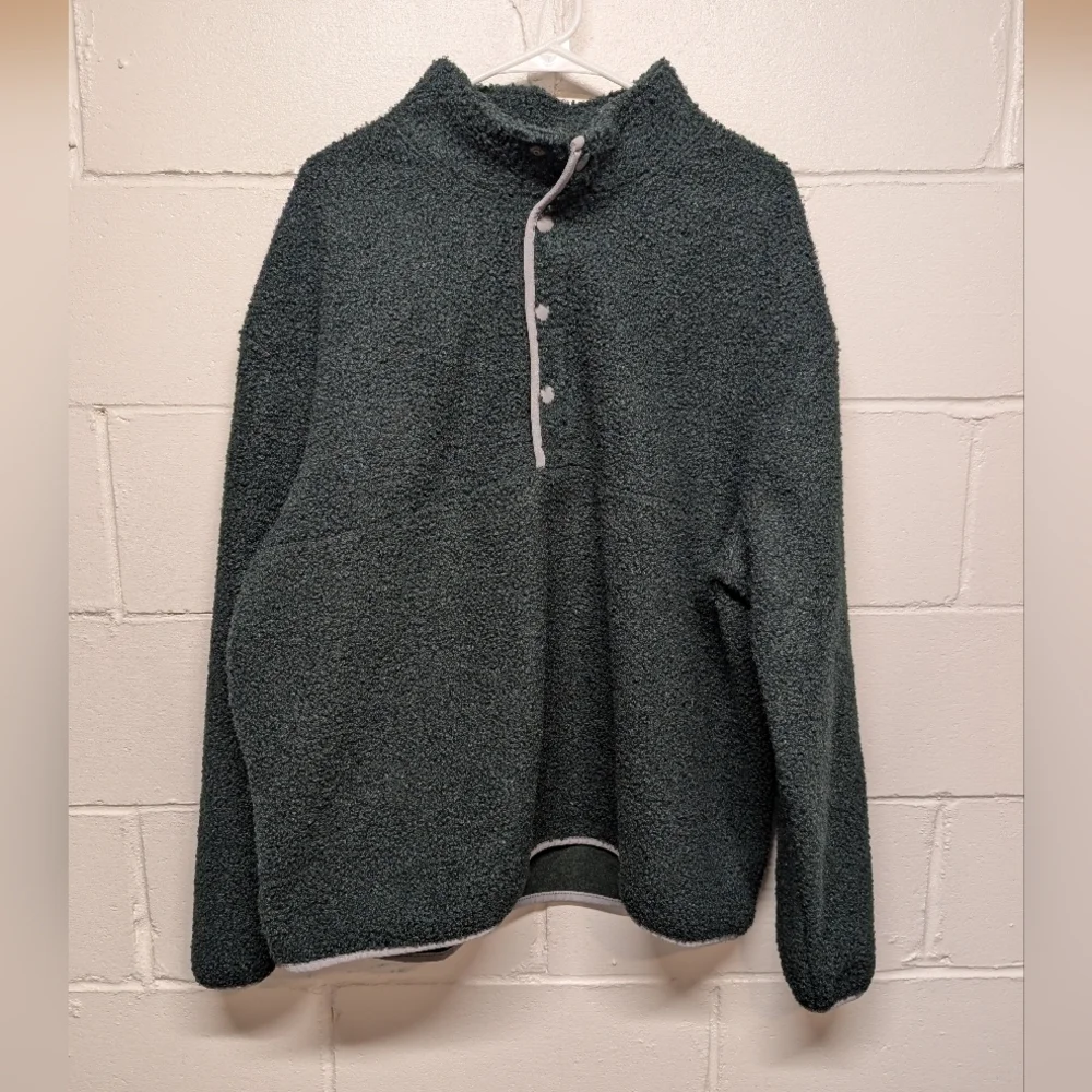 Old Navy Mens Boucle Sherpa Quarter Snap Pullover Sweater Green XL
